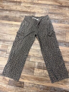 Leopard Print Straight-Leg Cargo Pants - Brown